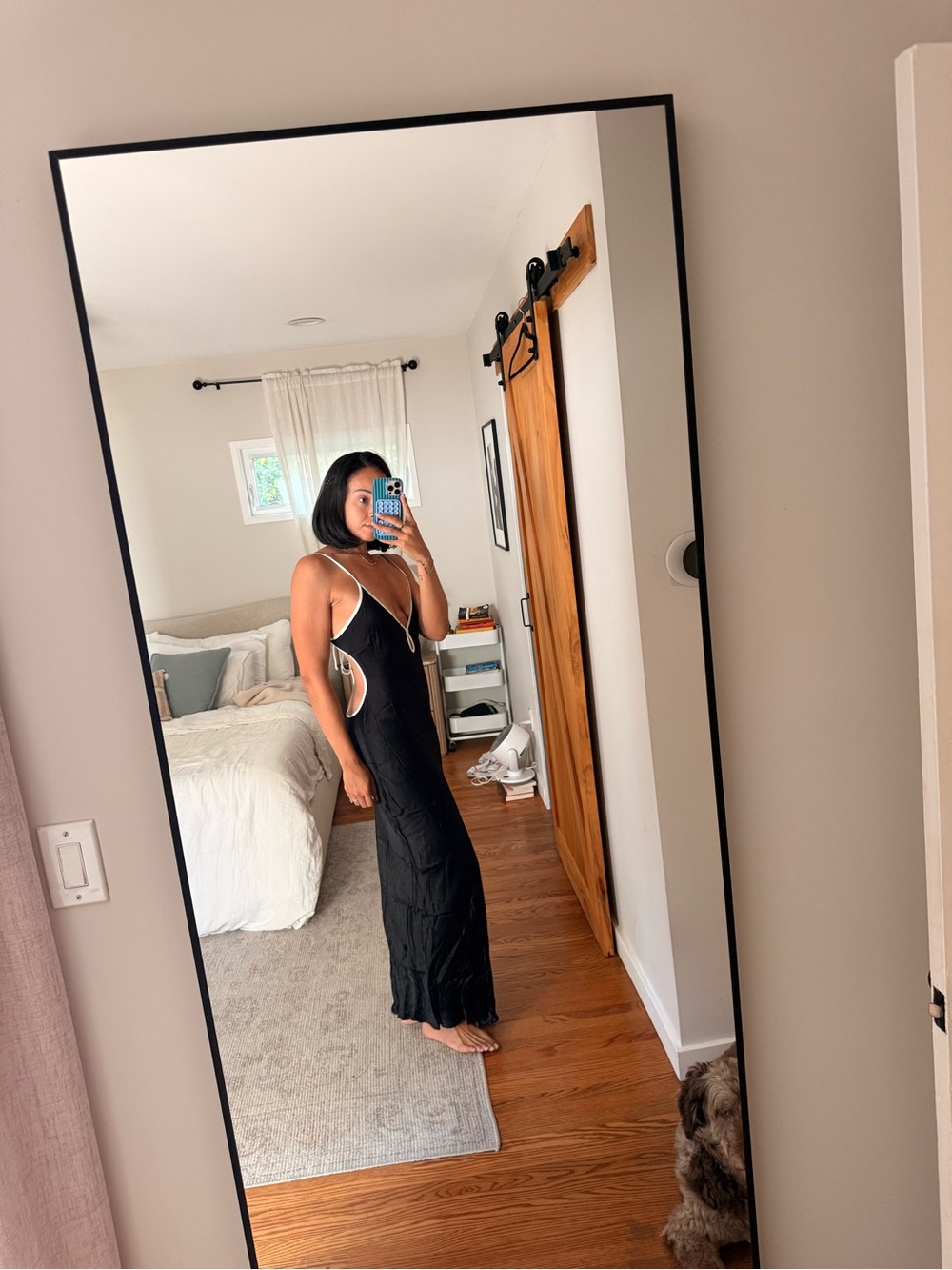 bec + bridge Black Maxi Slip Dress with White Border - Picture 3 of 6